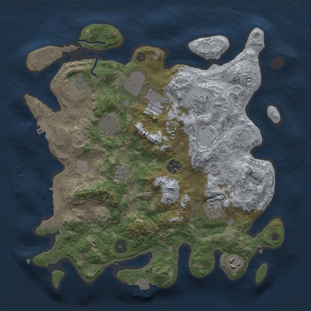 Rust Map: Procedural Map, Size: 3500, Seed: 169724721, 16 Monuments
