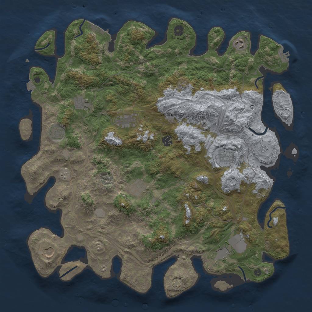 Rust Map: Procedural Map, Size: 4400, Seed: 18622971, 18 Monuments