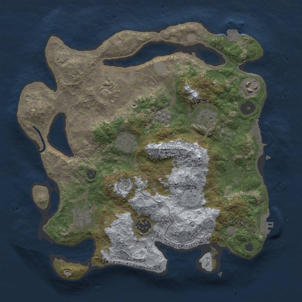 Rust Map: Procedural Map, Size: 3250, Seed: 1912396387, 15 Monuments