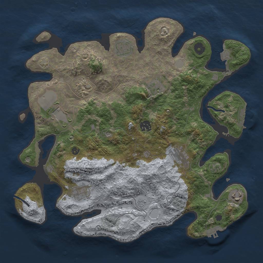 Rust Map: Procedural Map, Size: 3500, Seed: 1960337957, 17 Monuments