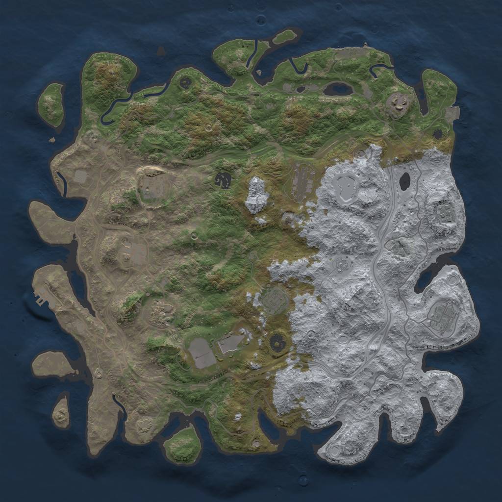 Rust Map: Procedural Map, Size: 4400, Seed: 39946882, 18 Monuments