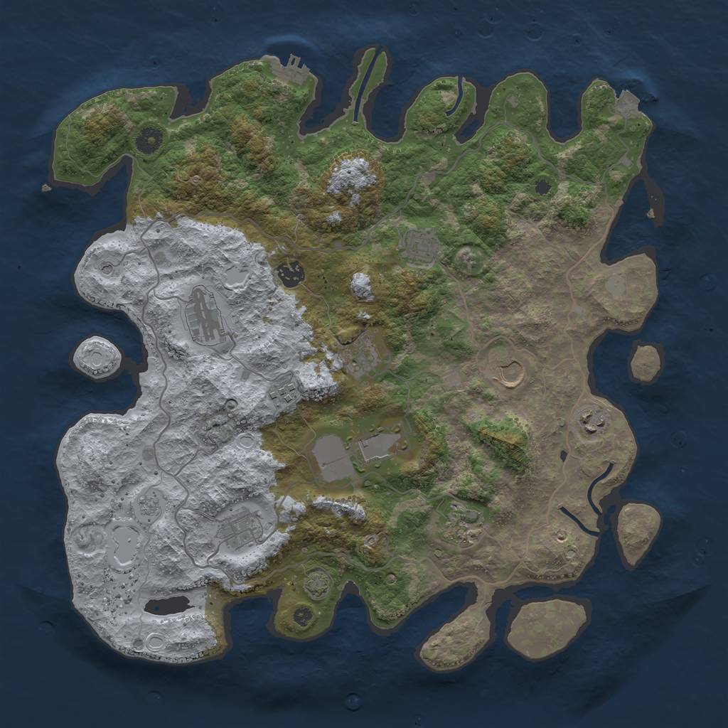 Rust Map: Procedural Map, Size: 4100, Seed: 9173116, 17 Monuments