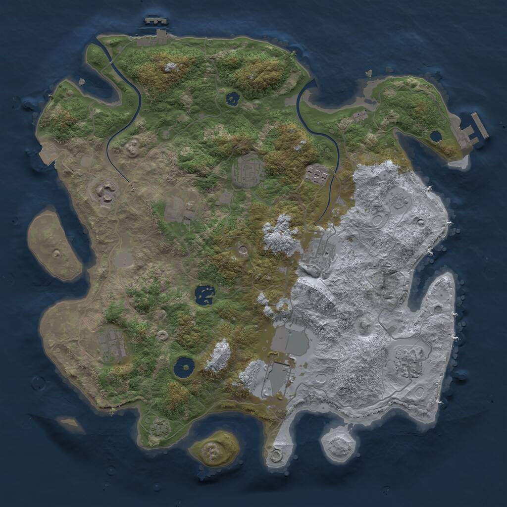 Rust Map: Procedural Map, Size: 3650, Seed: 38100014, 15 Monuments