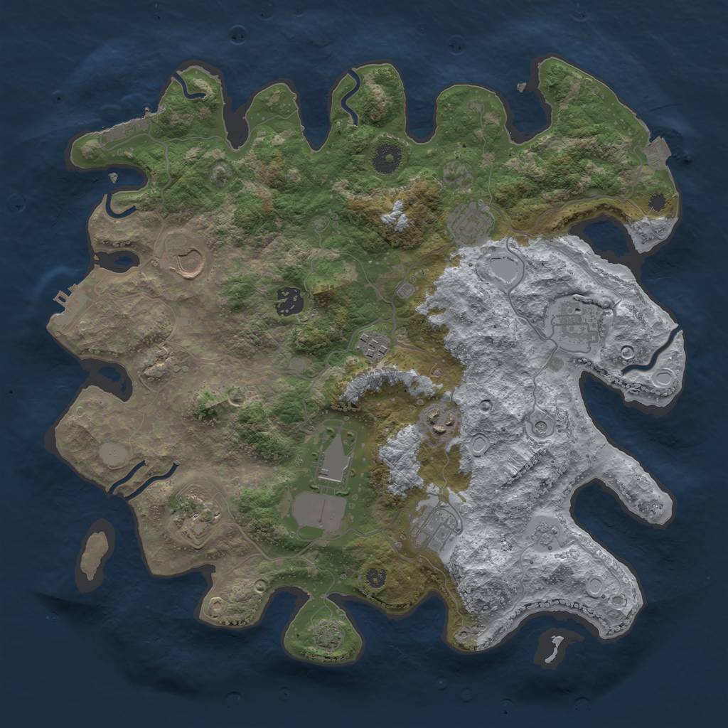 Rust Map: Procedural Map, Size: 3700, Seed: 70404811, 17 Monuments