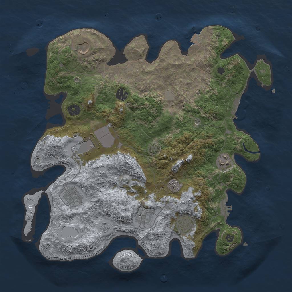 Rust Map: Procedural Map, Size: 3600, Seed: 52169387, 16 Monuments