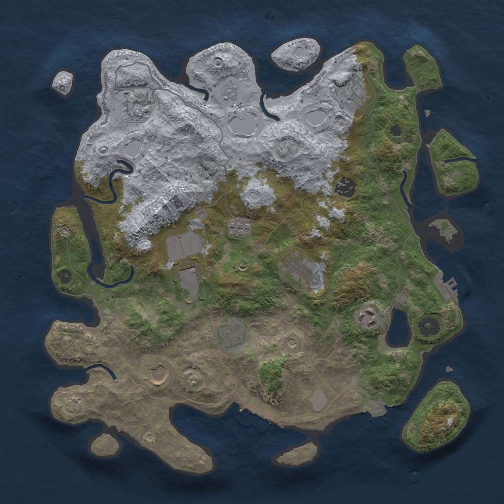 Rust Map: Procedural Map, Size: 3700, Seed: 36895071, 17 Monuments