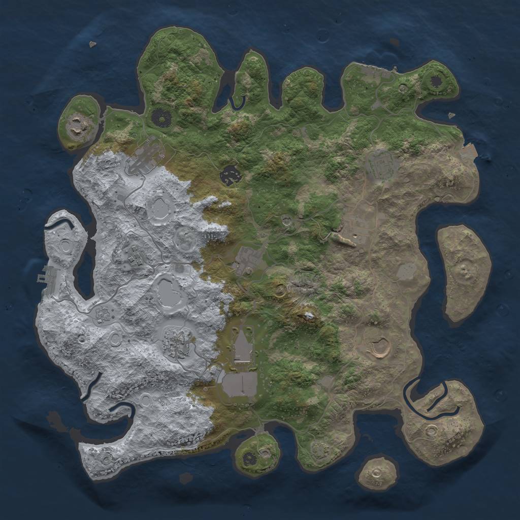 Rust Map: Procedural Map, Size: 3850, Seed: 28840181, 18 Monuments