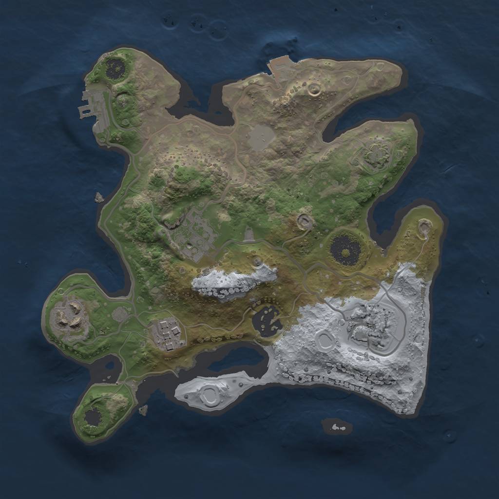 Rust Map: Procedural Map, Size: 2500, Seed: 85777528, 10 Monuments