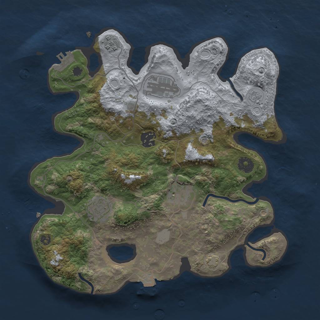 Rust Map: Procedural Map, Size: 3000, Seed: 1855581434, 11 Monuments