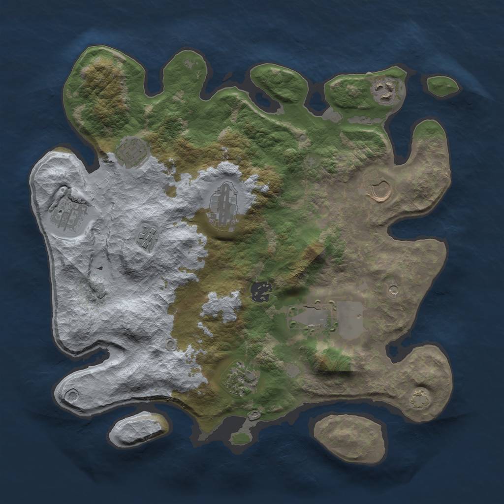 Rust Map: Barren, Size: 3500, Seed: 38000809, 13 Monuments