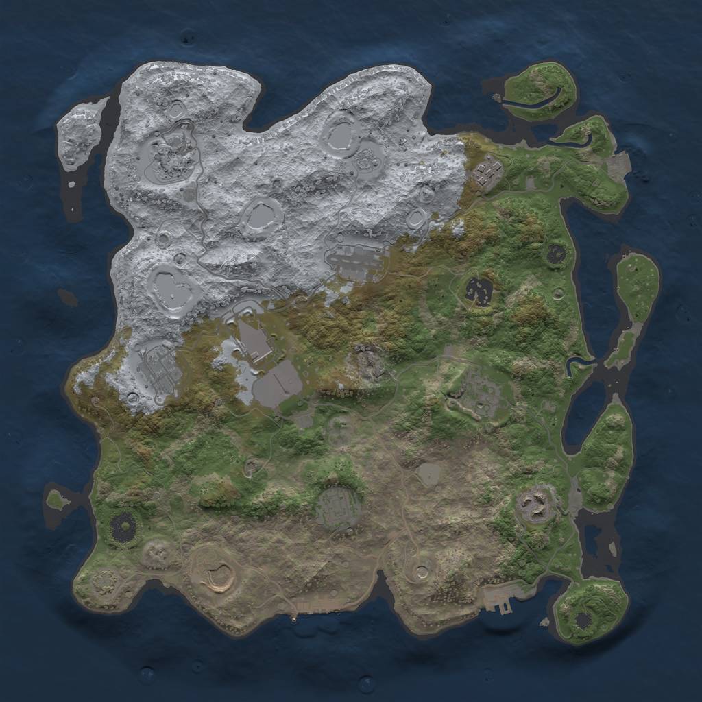 Rust Map: Procedural Map, Size: 3700, Seed: 1180621367, 18 Monuments
