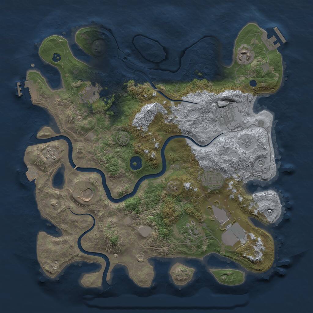Rust Map: Procedural Map, Size: 3500, Seed: 9857345, 14 Monuments