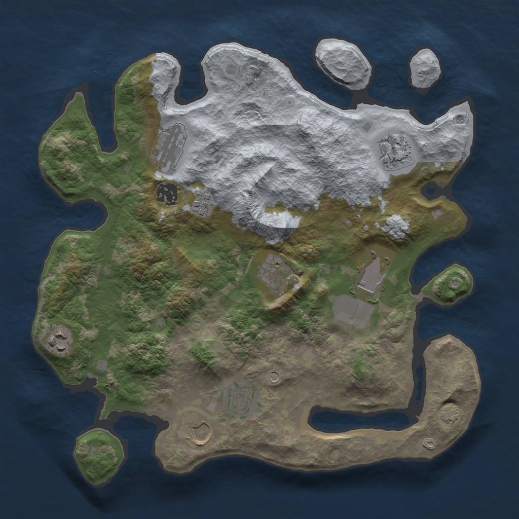 Rust Map: Barren, Size: 3500, Seed: 17540812, 13 Monuments