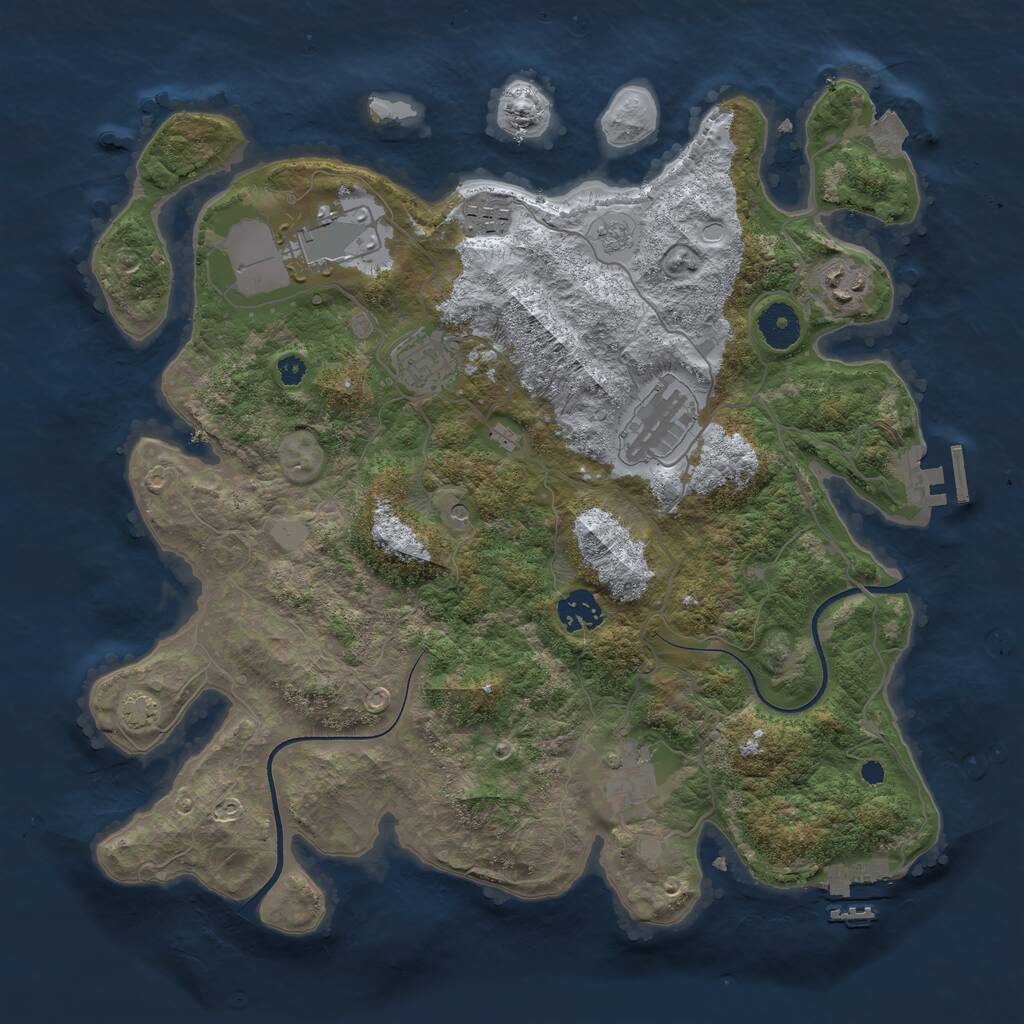 Rust Map: Procedural Map, Size: 3600, Seed: 2234203, 13 Monuments
