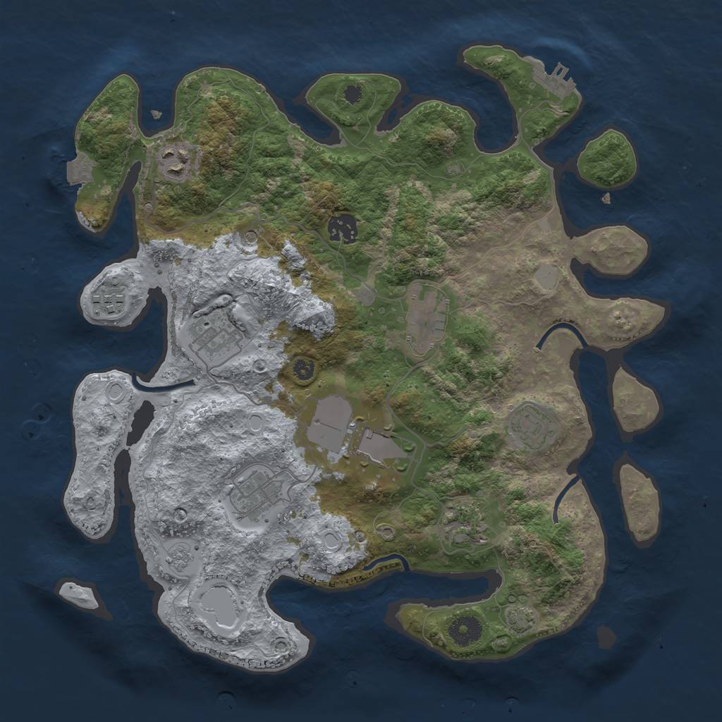 Rust Map: Procedural Map, Size: 3500, Seed: 137163263, 16 Monuments