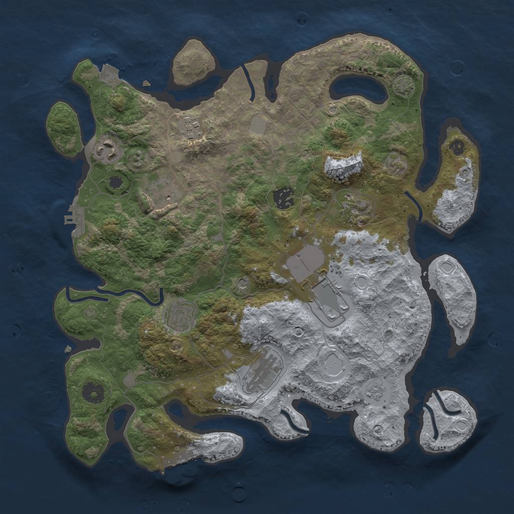 Rust Map: Procedural Map, Size: 3500, Seed: 17104839, 16 Monuments