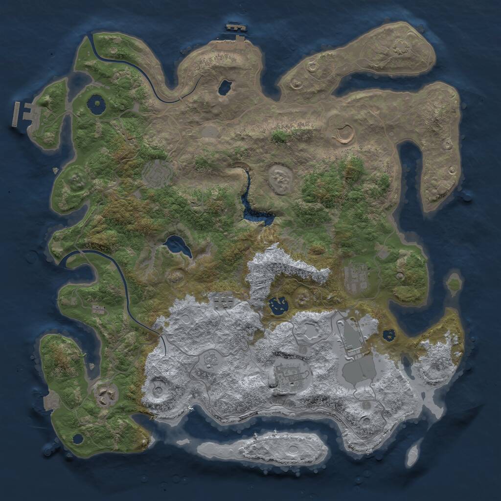 Rust Map: Procedural Map, Size: 4000, Seed: 1370962438, 14 Monuments