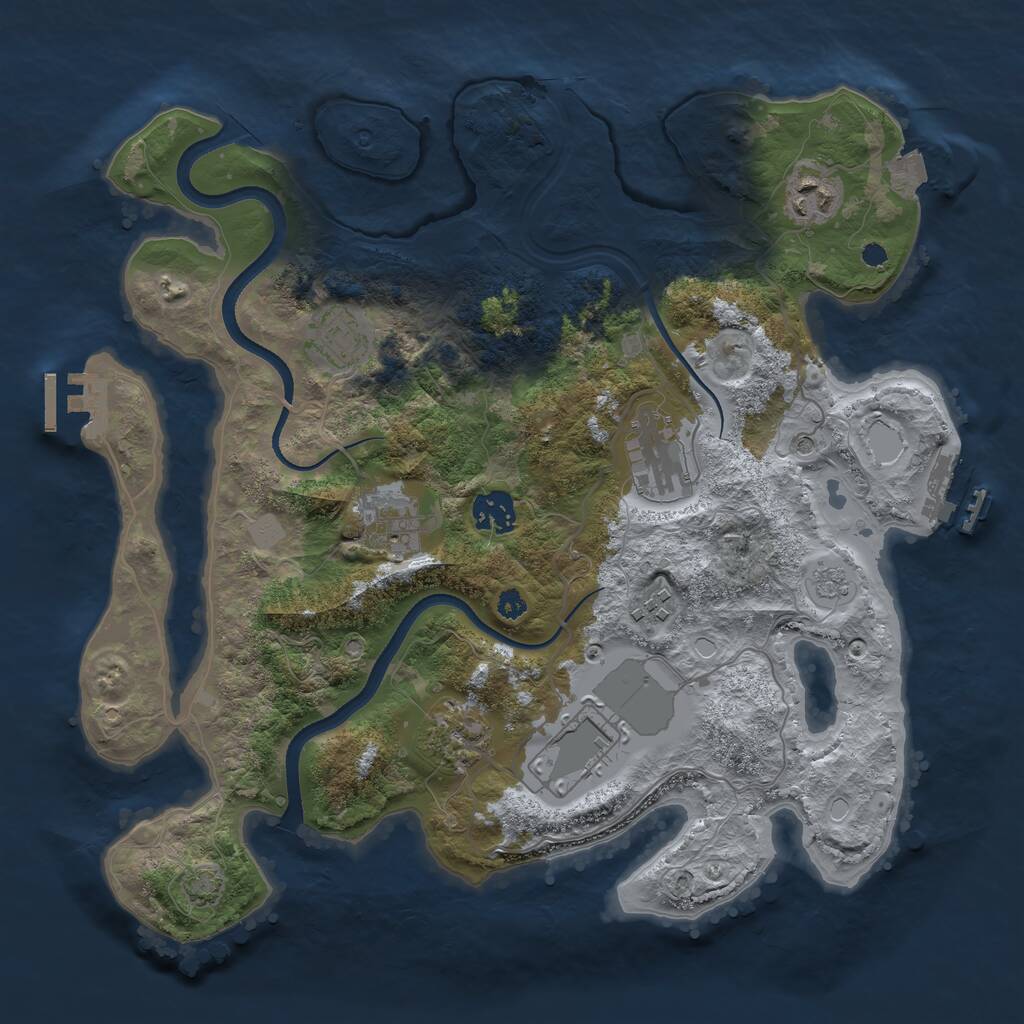 Rust Map: Procedural Map, Size: 3500, Seed: 20748415, 14 Monuments