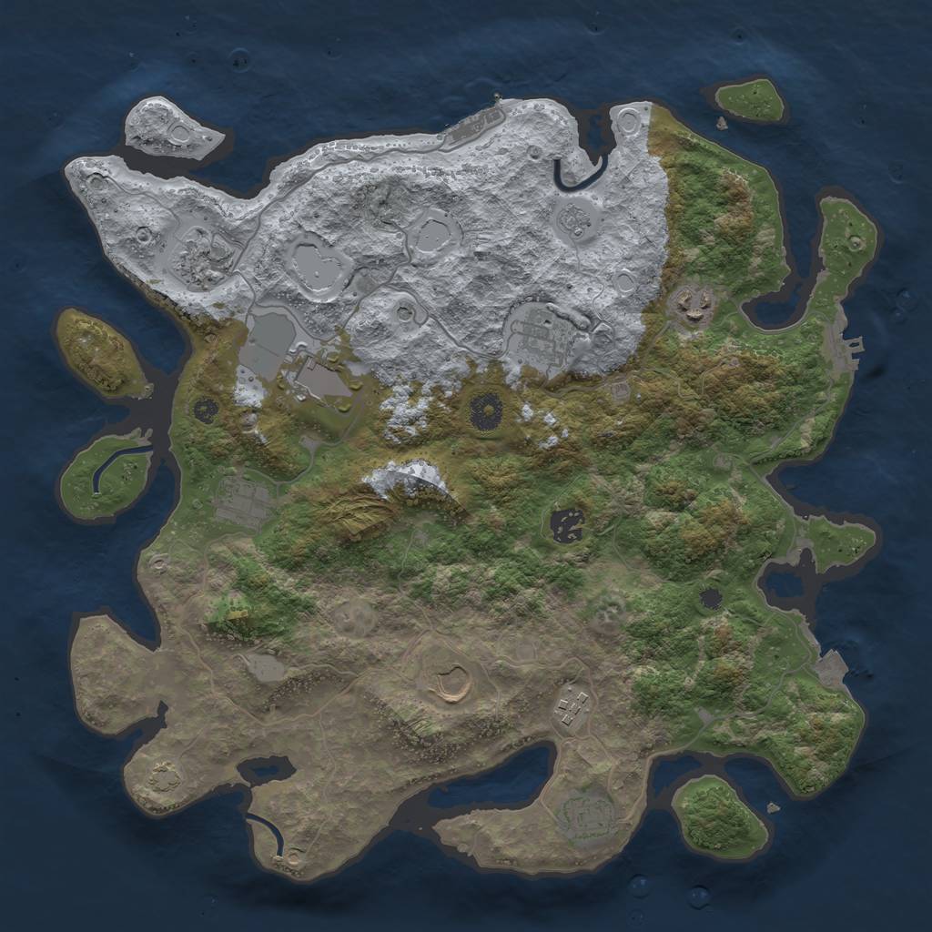 Rust Map: Procedural Map, Size: 3850, Seed: 13519342, 17 Monuments