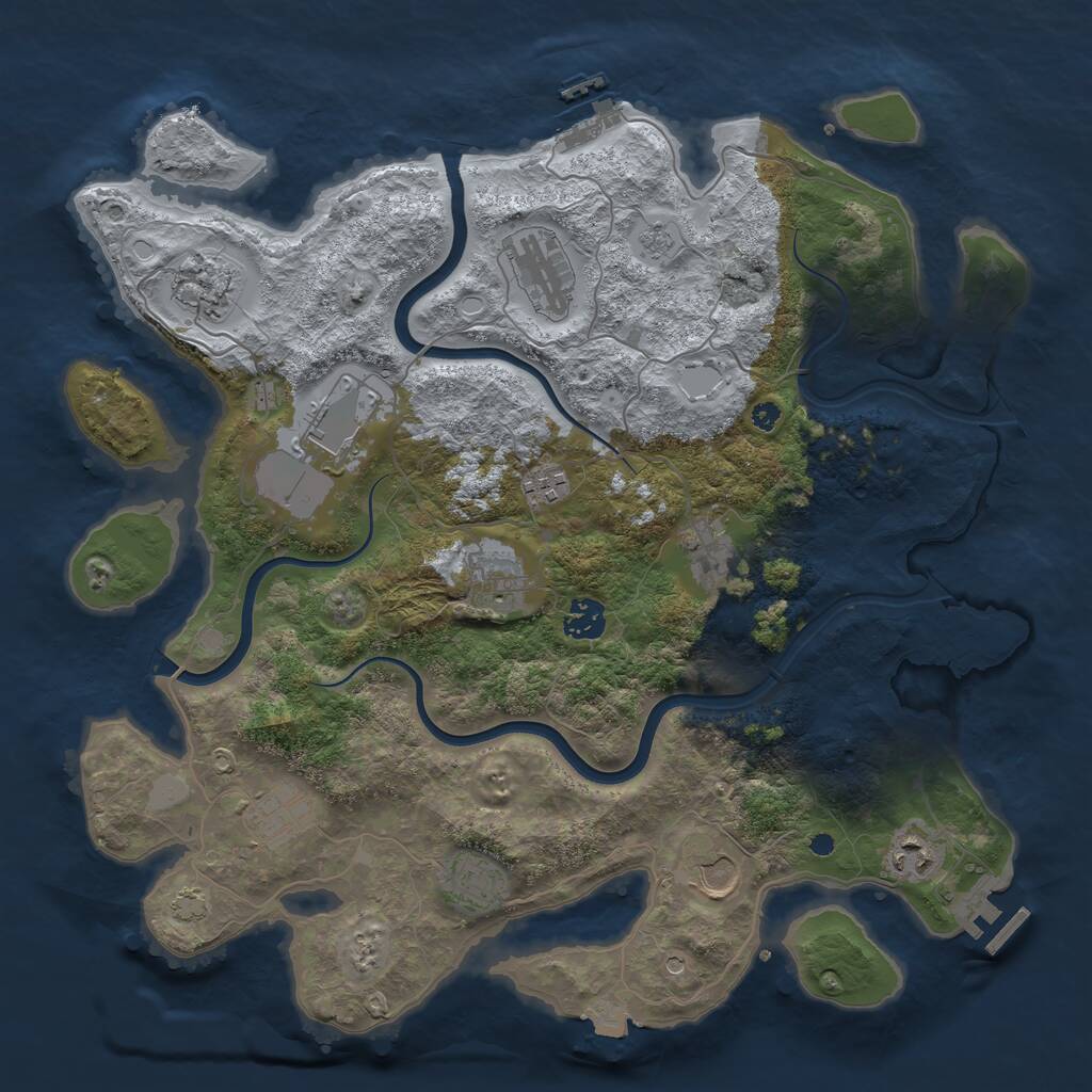 Rust Map: Procedural Map, Size: 3850, Seed: 13519342, 17 Monuments