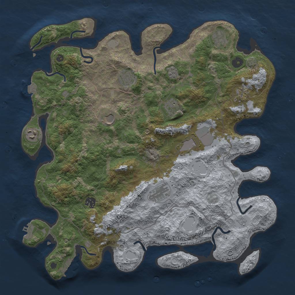 Rust Map: Procedural Map, Size: 4100, Seed: 69588788, 18 Monuments