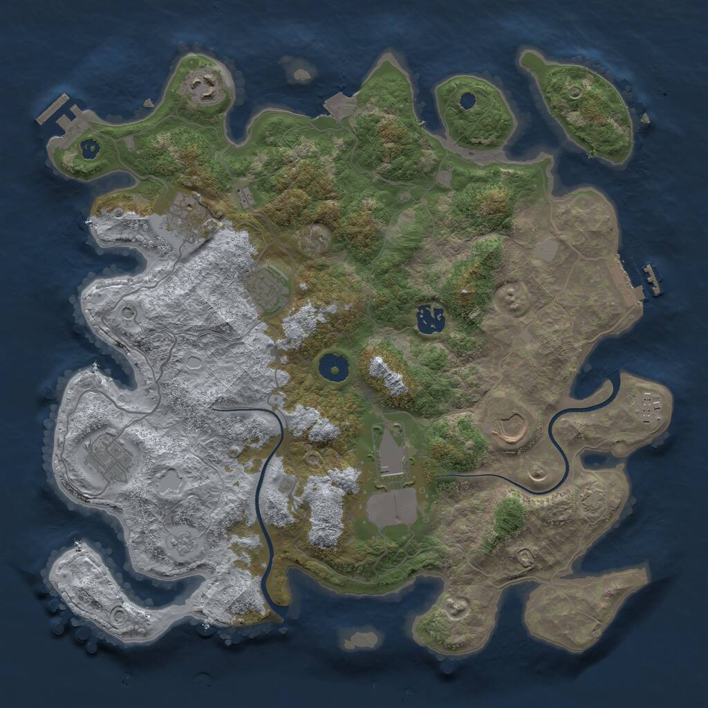 Rust Map: Procedural Map, Size: 3600, Seed: 57428701, 14 Monuments