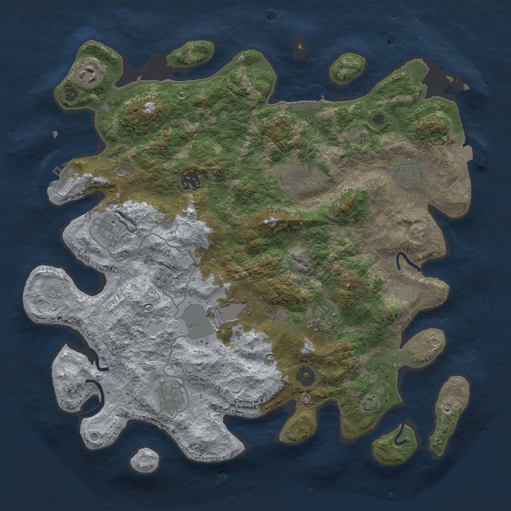 Rust Map: Procedural Map, Size: 3950, Seed: 8127155, 17 Monuments