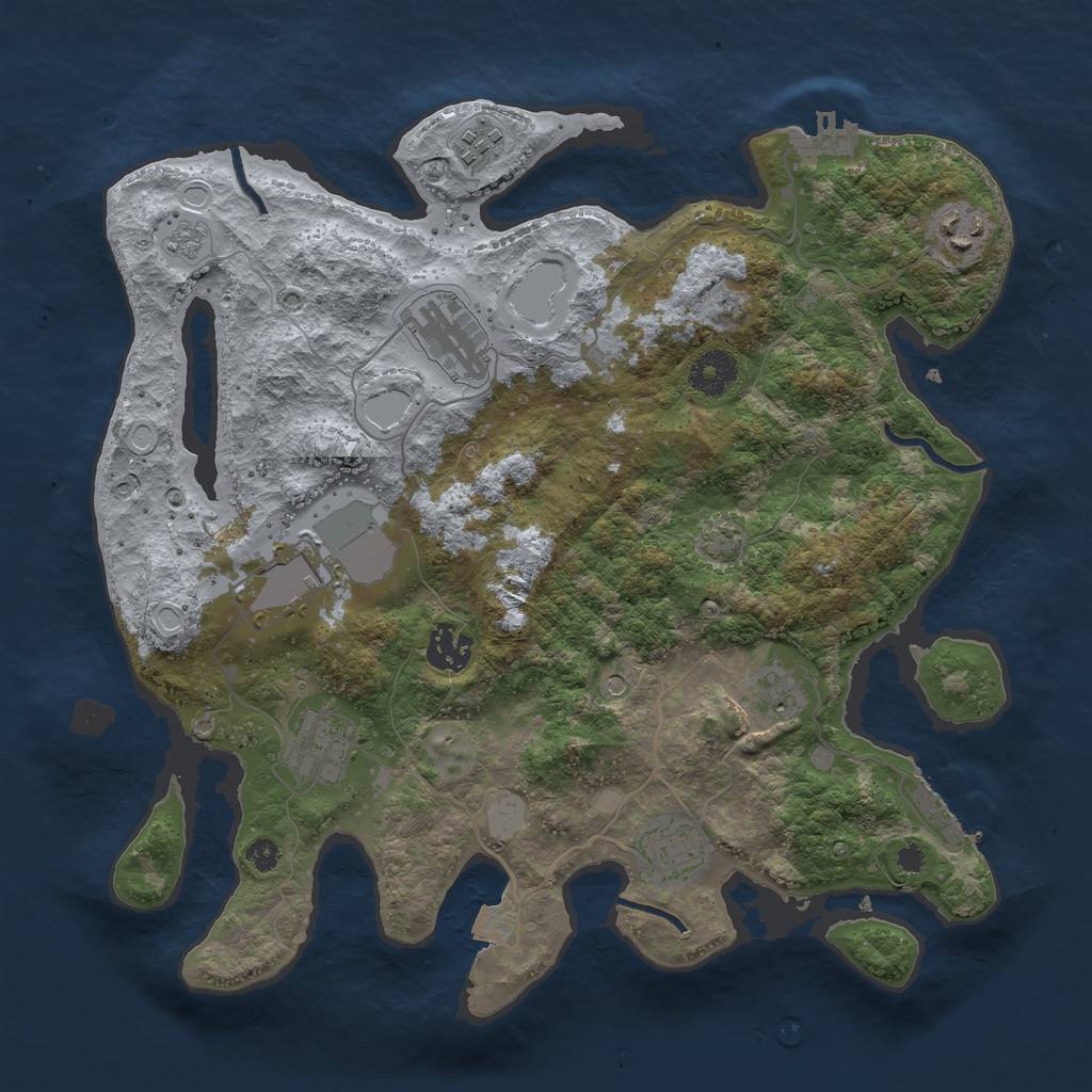 Rust Map: Procedural Map, Size: 3500, Seed: 29197392, 16 Monuments