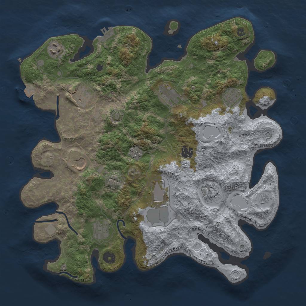 Rust Map: Procedural Map, Size: 3700, Seed: 68283893, 17 Monuments