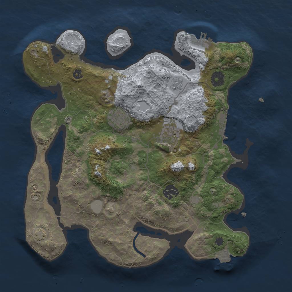 Rust Map: Procedural Map, Size: 3000, Seed: 39262, 10 Monuments