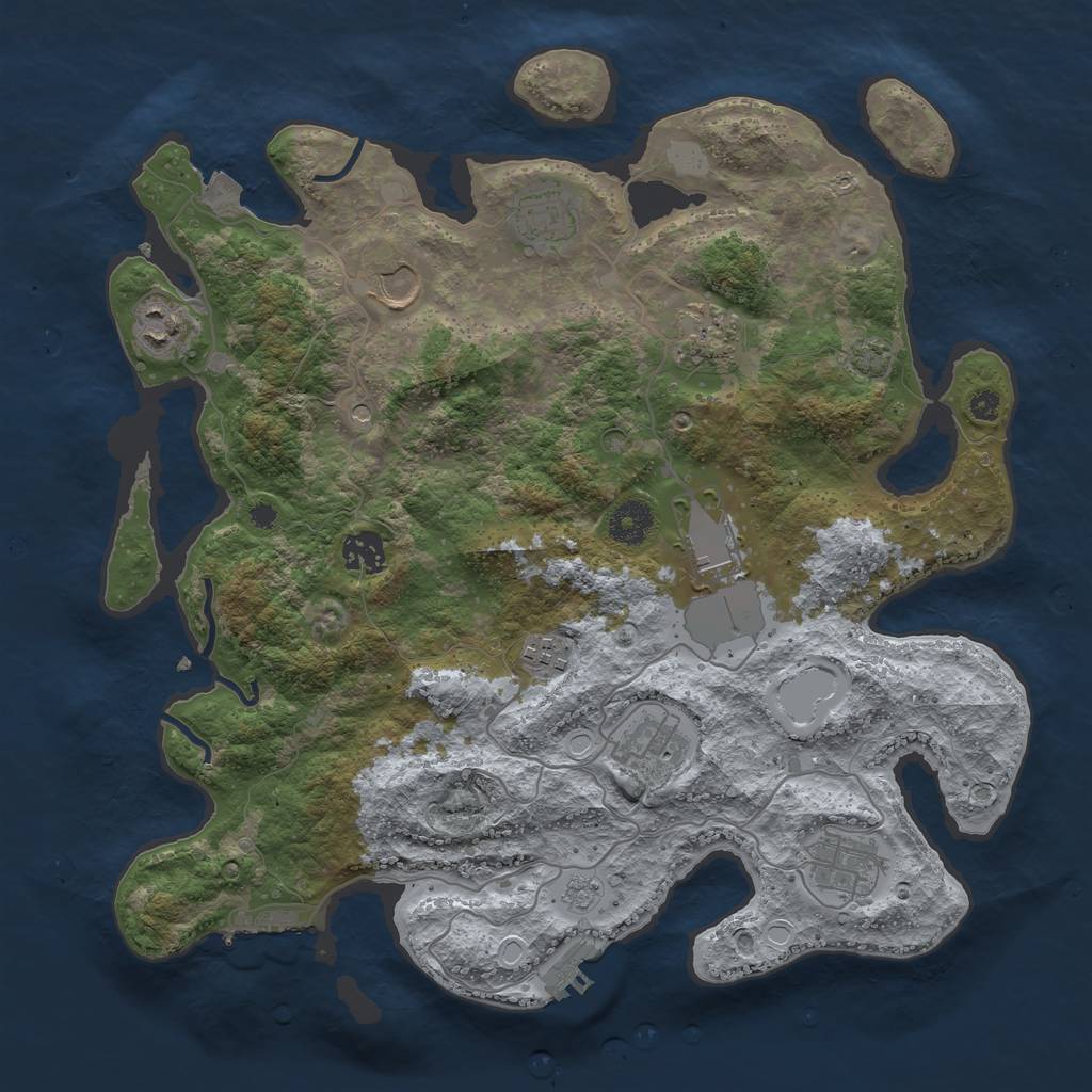 Rust Map: Procedural Map, Size: 3700, Seed: 55240238, 17 Monuments