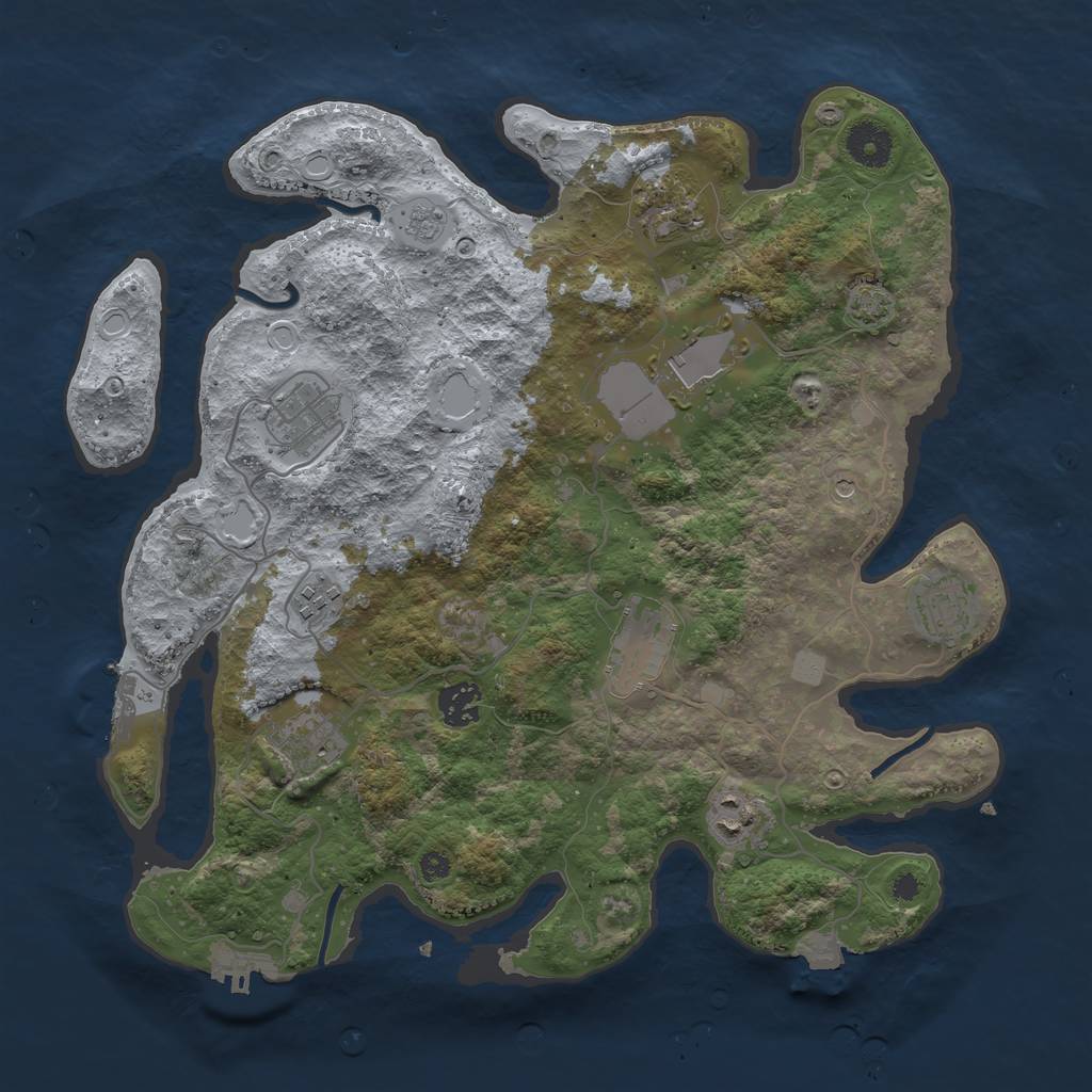 Rust Map: Procedural Map, Size: 3650, Seed: 77232111, 17 Monuments