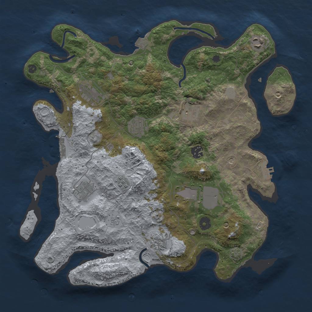 Rust Map: Procedural Map, Size: 3700, Seed: 30994711, 17 Monuments