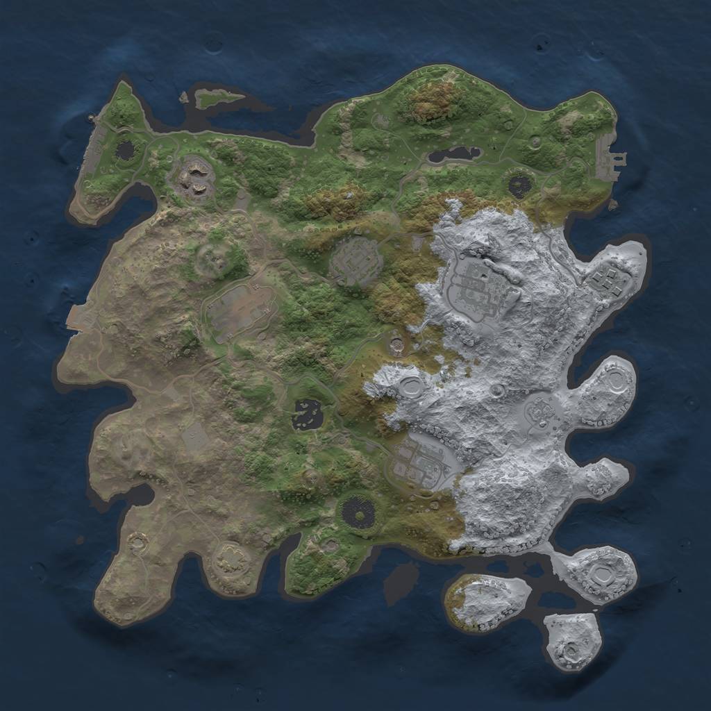 Rust Map: Procedural Map, Size: 3250, Seed: 6841, 15 Monuments