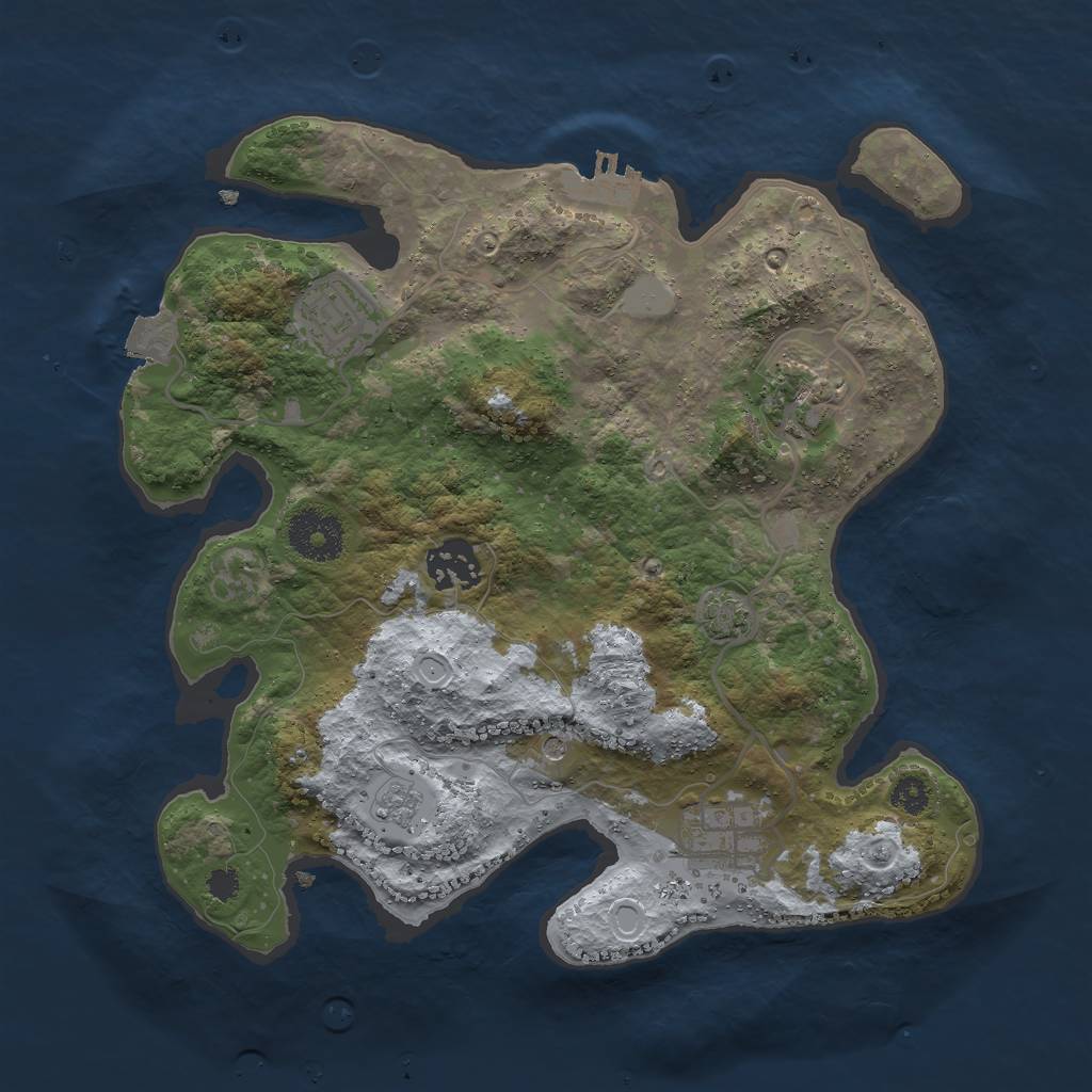 Rust Map: Procedural Map, Size: 3000, Seed: 377569131, 11 Monuments