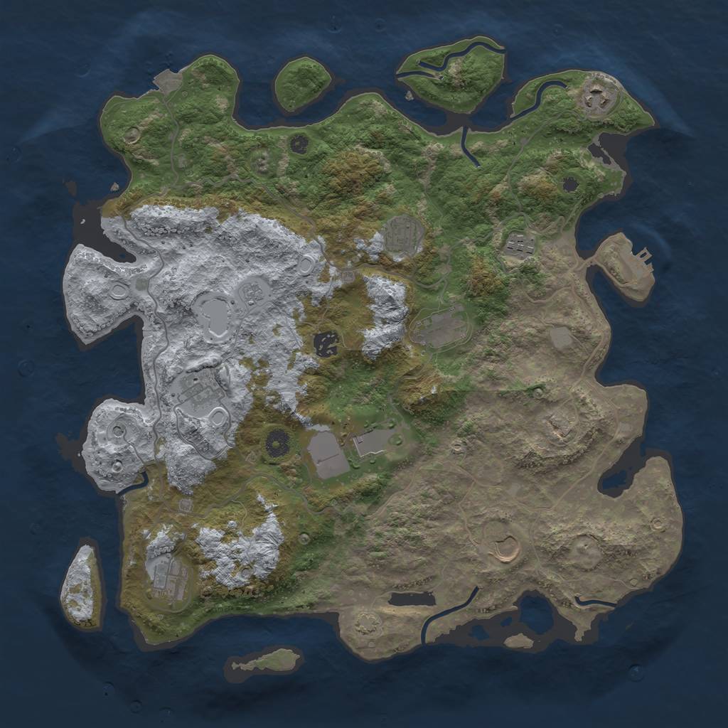 Rust Map: Procedural Map, Size: 4100, Seed: 30273416, 16 Monuments