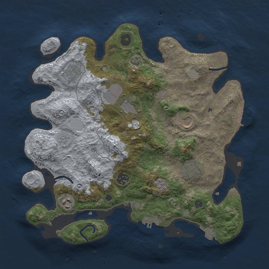 Rust Map: Procedural Map, Size: 3500, Seed: 427308782, 15 Monuments