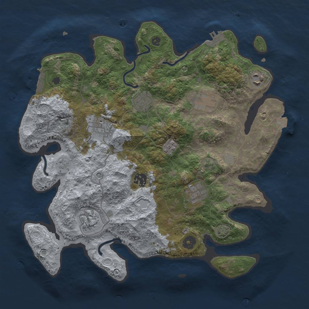 Rust Map: Procedural Map, Size: 3450, Seed: 78092624, 16 Monuments