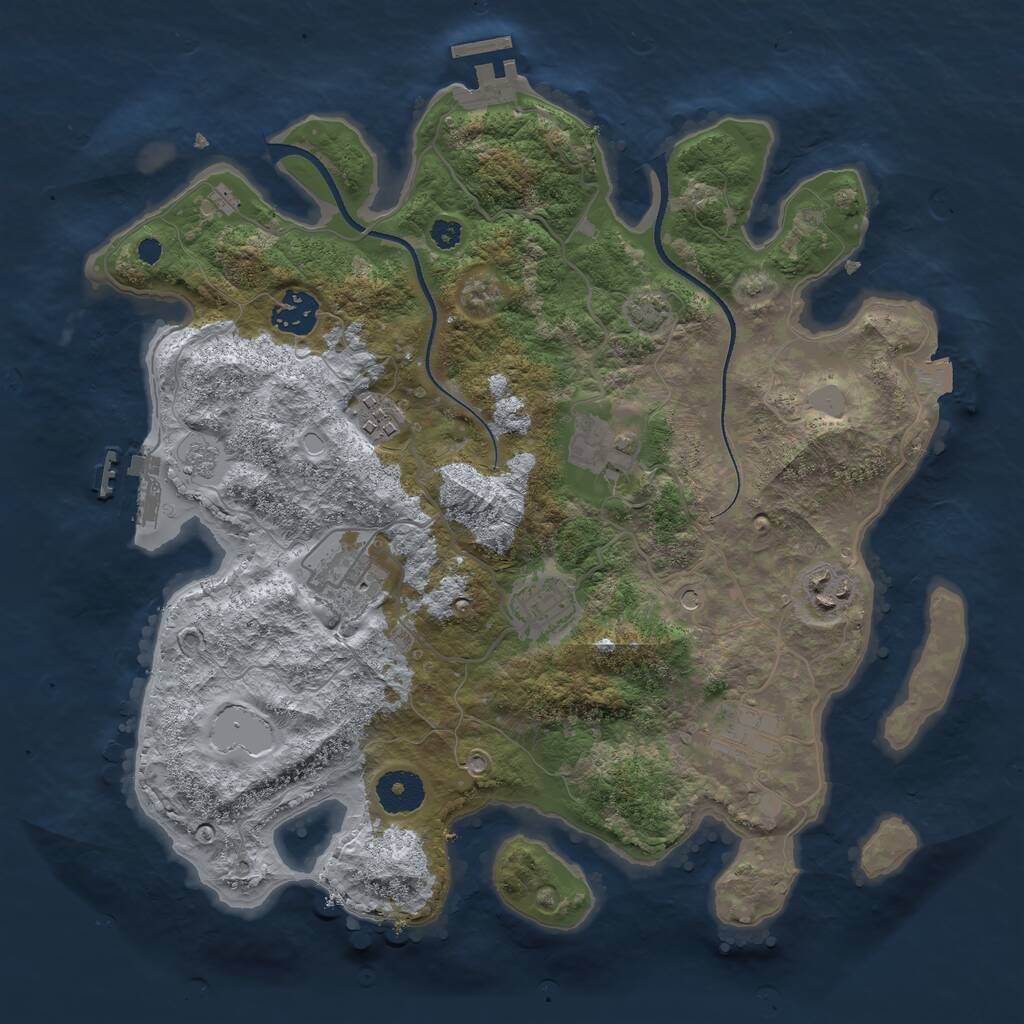 Rust Map: Procedural Map, Size: 3400, Seed: 91679414, 13 Monuments