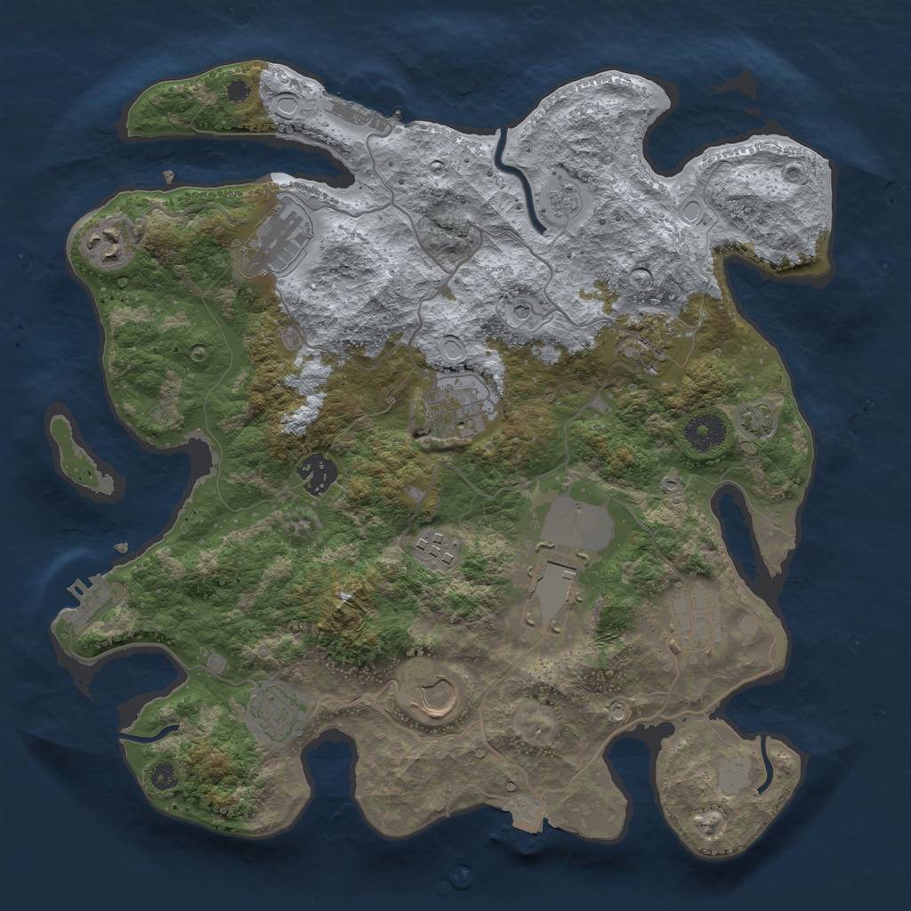 Rust Map: Procedural Map, Size: 3500, Seed: 1197036094, 18 Monuments