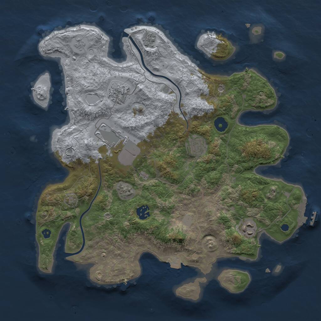 Rust Map: Procedural Map, Size: 3500, Seed: 831098198, 11 Monuments