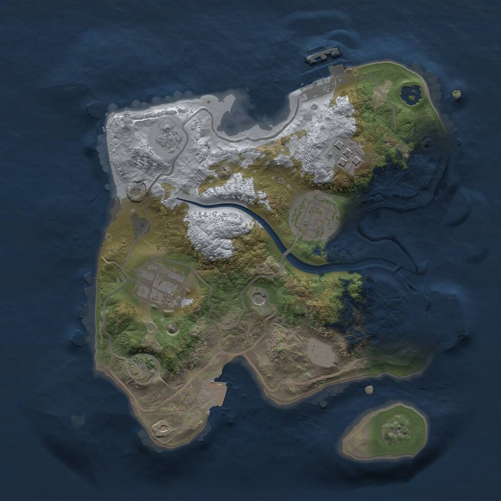 Rust Map: Procedural Map, Size: 2400, Seed: 743420915, 9 Monuments