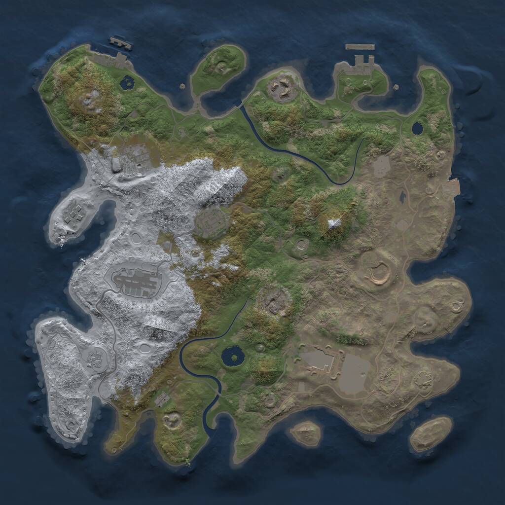 Rust Map: Procedural Map, Size: 3500, Seed: 1081770962, 13 Monuments