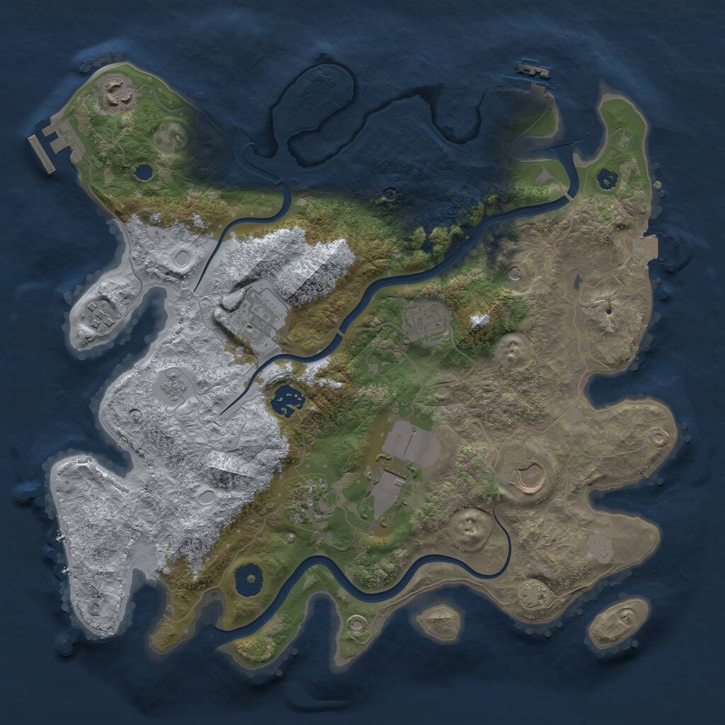 Rust Map: Procedural Map, Size: 3500, Seed: 1081770962, 14 Monuments