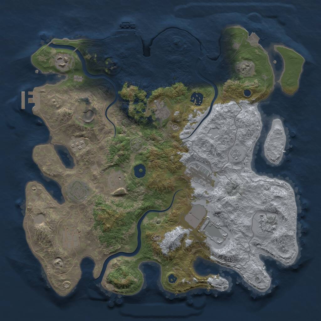 Rust Map: Procedural Map, Size: 3700, Seed: 1484306118, 17 Monuments
