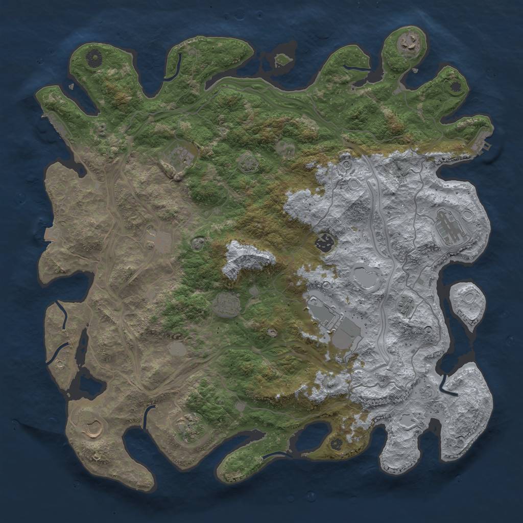 Rust Map: Procedural Map, Size: 4500, Seed: 4649187, 18 Monuments