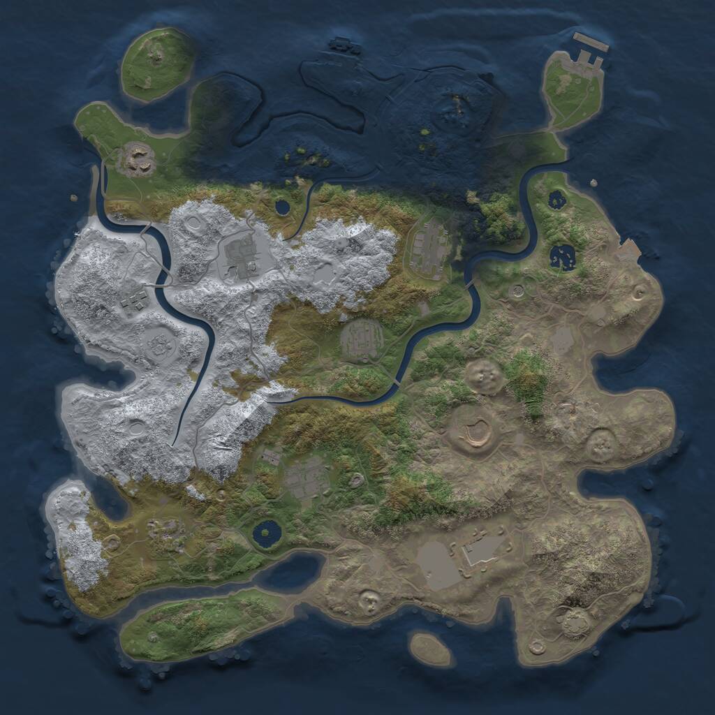 Rust Map: Procedural Map, Size: 3950, Seed: 57033123, 16 Monuments