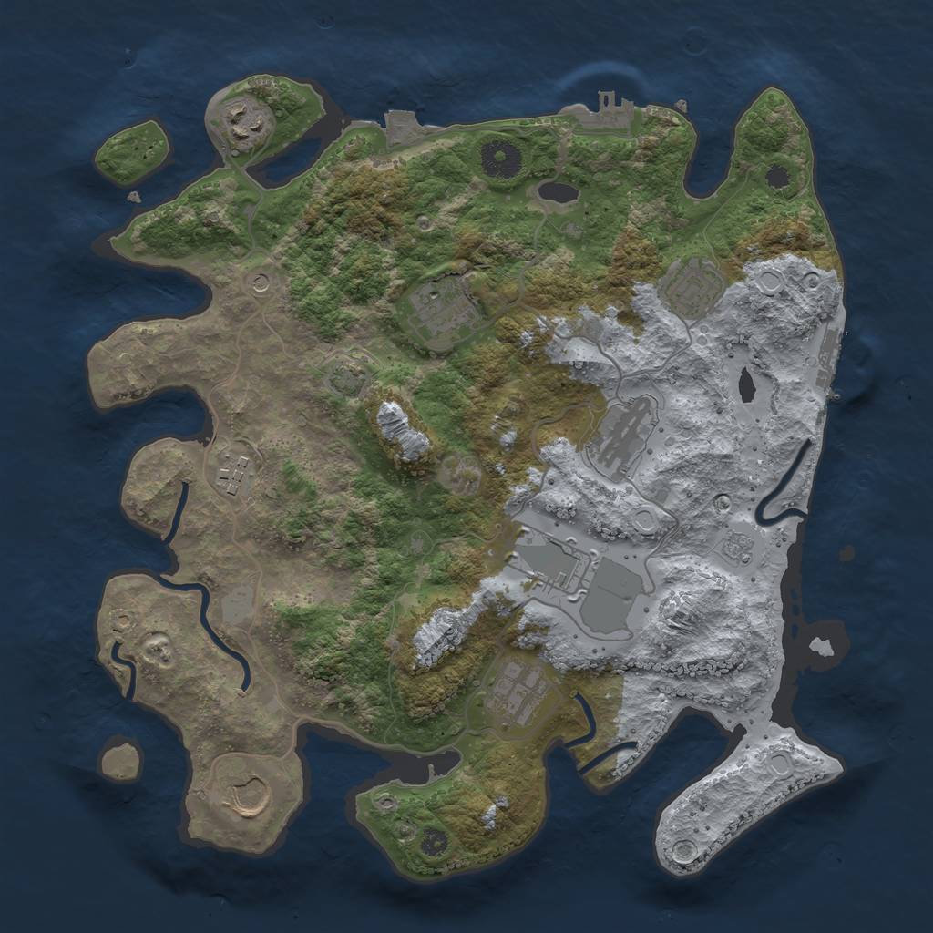 Rust Map: Procedural Map, Size: 3500, Seed: 2032774926, 16 Monuments