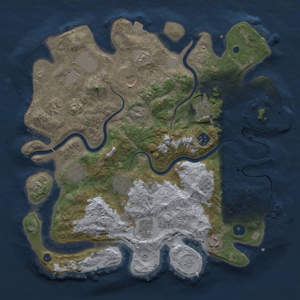Rust Map: Procedural Map, Size: 3750, Seed: 34345, 16 Monuments