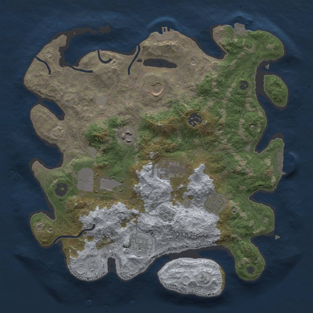 Rust Map: Procedural Map, Size: 3500, Seed: 1880436542, 16 Monuments